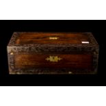 Antique Rosewood Box. Brass Inlay Missing to the Edges. c.1820.
