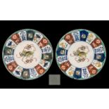 Pair of Unusual Japanese Antique Side Plates decorated in underglazed blue, highlighted in