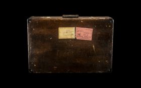 Antique Wooden Suitcase, has some stickers. As found condition. Measures 58 cm x 38 cm.