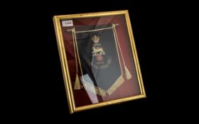 The Royal Hampshire Regiment LXVII- XXXVII Embroidered Gold Braided Pennant Banner housed in a