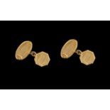Art Deco Period - Diamond Cut Gents 9ct Gold Pair of Cufflinks with Full Hallmark for Chester,