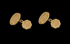 Art Deco Period - Diamond Cut Gents 9ct Gold Pair of Cufflinks with Full Hallmark for Chester,