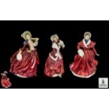 Royal Doulton Fine Trio of Hand Painted Porcelain Figures ( 3 ) In Total.