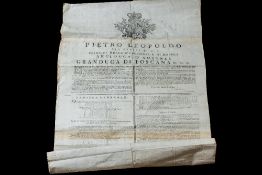 Pietro Leopoldo Proclamation, printed in 1779, in Firence; 'Arciduca di Austria, Granduca di