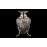 Dutch - 19th Century Planished Silver Egg Shaped Small Vase - Supported on a Trio of Coronet and
