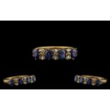 Laides 9ct Gold Attractive Sapphire and Diamond Set Dress Ring. Full Hallmark for 9.