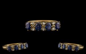 Laides 9ct Gold Attractive Sapphire and Diamond Set Dress Ring. Full Hallmark for 9.