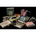 A Collection of 21 Modern Hip Flasks, various designs including Union Jack, leather clad, pewter,