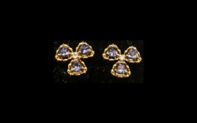 Tanzanite 'Shamrock' Stud Earrings,