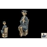 Lladro - Hand Painted Porcelain Figurine ' Girl Graduate ' Model No 5199. Designer Francisco Catala.