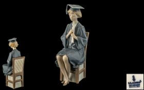 Lladro - Hand Painted Porcelain Figurine ' Girl Graduate ' Model No 5199. Designer Francisco Catala.