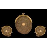 Antique Period - Superb Quality Ladies 9ct Gold Sovereign Mesh Purse, Closes with a Ball Snap Clasp,