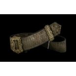 Antique Military Officer's Leather Sash with silver braid decorations applied,