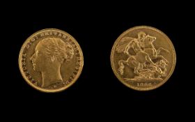 Queen Victoria Young Head - St George 22ct Gold Full Sovereign - Date 1886.