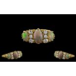 Edwardian Period Attractive and Superb Quality 18ct Gold Opal and Diamond Set Ring - Gallery