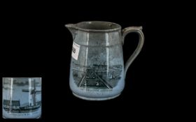 Rare Lytham St Annes Interest, Blue Glazed Antique Transfer Printed Cream Jug circa 1860s,