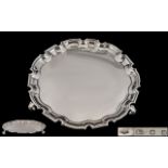 1930's Good Quality Sterling Silver Circular Salver Raised on a Trio of Stylished Feet with