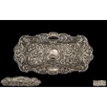 Victorian Period Ornate Sterling Silver Rectangular Shaped Pin Tray,