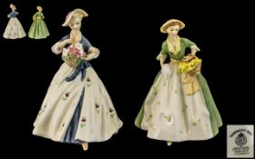 Royal Worcester Fine Pair of Hand Painted Porcelain Figures. Comprises 1/ ' Spring Moon ' RW3546.