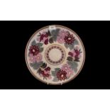 Unmarked Charlotte Rhead Style Charger, Pink Floral Charger,