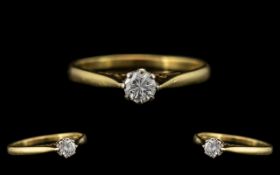 18ct Gold Attractive Single Stone Diamond Ring full hallmark for 750 - 18ct.