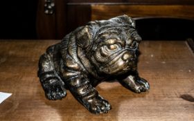 Vintage Cast Metal Bronze Bulldog Figure/Door Stop.