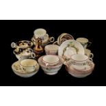 Miscellaneous Lot of Antique English Decorated Tea Ware including Rockingham, Coalport, Worcester,