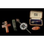 Scottish Agate Silver Brooch in the form of a shield and rapier, a silver dirk brooch, agate cross,