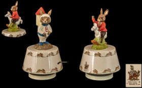 Royal Doulton - Rock - A - Bye Baby Bunnykins Rotating Music Box with Bunnykins Rocking Horse