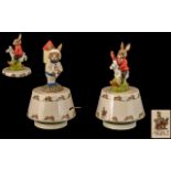 Royal Doulton - Rock - A - Bye Baby Bunnykins Rotating Music Box with Bunnykins Rocking Horse