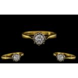 18ct Gold - Good Quality Single Stone Diamond Set Ring. Marked 18ct to Interior of Shank.