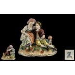 Dresden - Pleasing Early 20th Century Hand Painted Porcelain Figure Group ' Boy and Girl '