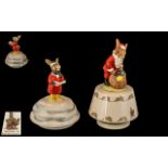 Royal Doulton ' White Christmas ' Bunnykins Rotating Music Box with Father Christmas Figure to Top