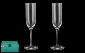 Tiffany & Co. Champagne Flutes. Inner and outer box, as new condition.