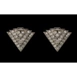 Pair of Art Deco Diamond Clip on Earrings,