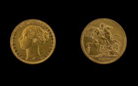 Queen Victoria Young Head - St George 22ct Gold Full Sovereign - Date 1870.