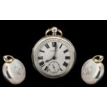 English Lever Key-Wind Sterling Silver Open Faced Pocket Watch with Reversing Pinion,