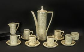 Portmeirion 'Totem' Coffee Set, comprising coffee pot, 6 cups and saucers,