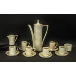 Portmeirion 'Totem' Coffee Set, comprising coffee pot, 6 cups and saucers,