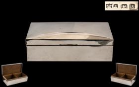 Silver Table Top Cigarette Box, Of Plain Rectangular Form, Cedar Twin Lined Interior,