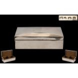 Silver Table Top Cigarette Box, Of Plain Rectangular Form, Cedar Twin Lined Interior,