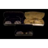 Vintage Glasses With Silvered Metal Frames, in a case, plus two further spare cases