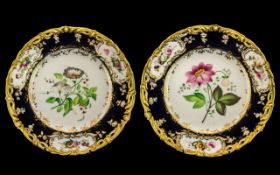 Coalport - Late 19th Century Fine Quality Pair of Hand Painted Cabinet Plates.