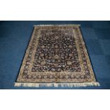 Blue Ground Cashmere Rug, all over floral pattern. 1.7 x 1.2 m. Please see images.