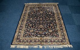 Blue Ground Cashmere Rug, all over floral pattern. 1.7 x 1.2 m. Please see images.