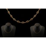 Ladies 9ct Gold - Attractive Topaz Set Necklace, The Pave Faceted Topaz's ( 33 ) total,