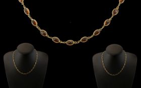 Ladies 9ct Gold - Attractive Topaz Set Necklace, The Pave Faceted Topaz's ( 33 ) total,