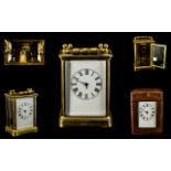 Edwardian Period - Key-wind English Brass Carriage Clock of Small Proportions.