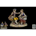 Sitzendorf - Nice Quality Late 19th Century Hand Painted Porcelain Figure Group ' Courting Couple '