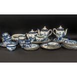 Large Collection of ( 67 ) Booths Blue & White Part Dinner Service Ware,